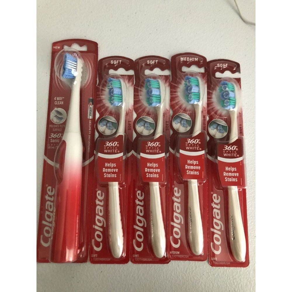 Mixed Lot Colgate 360 Optic White Platinum Toothbrush, Full Head, Soft Medium